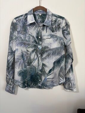 Margaret O’Leary Tropical Palm Button-Up Shirt 100% Cotton - Small